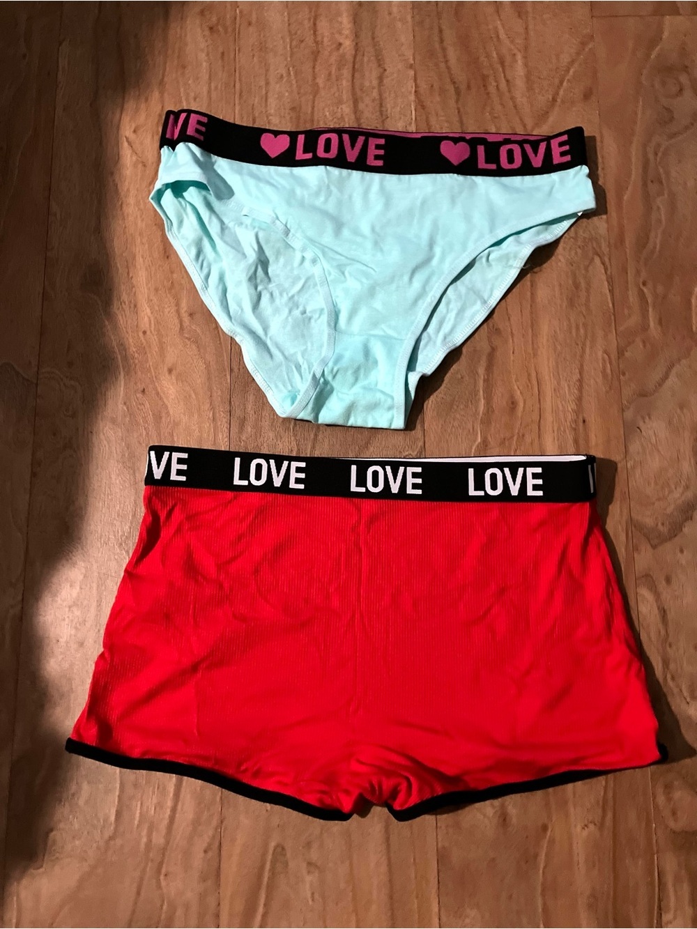 Love Girls' Bikini & Boyshort Set - Aqua and Red
